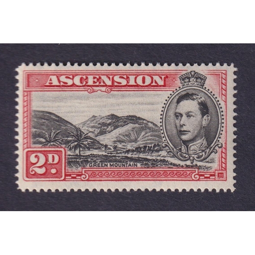 544 - SG41ca 2d KGVI Green Mountain, black and scarlet, perf 14 U/M, showing 'Mountaineer' flaw, stc £275