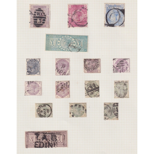 778 - A used GB stamp collection from QV to QEII on album pages, strength in QV period noted 1840 1d x2 & ... 