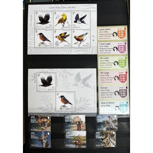 608 - Jersey – A mint stamp collection in x3 stock books from 1968 to 2018 including sets and mini sheets,... 