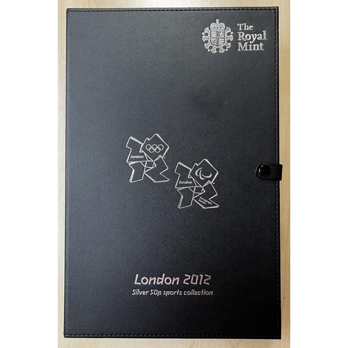 21 - UK The Royal Mint London 2012 Olympics silver 50p Sports Collection, complete boxed with CoA