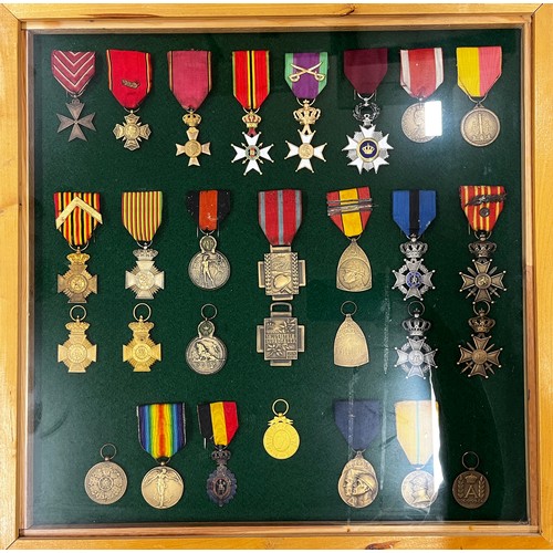 94 - A collection of x53 War Medals all relating to WWI housed in x2 frames, including various Victory Me... 