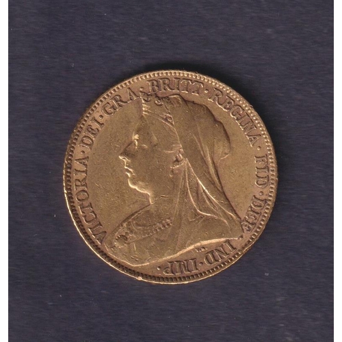 166 - UK 1899 gold full Sovereign, in good condition