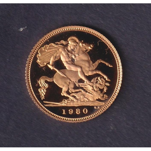 194 - UK 1980 gold half Proof Sovereign, boxed with CoA