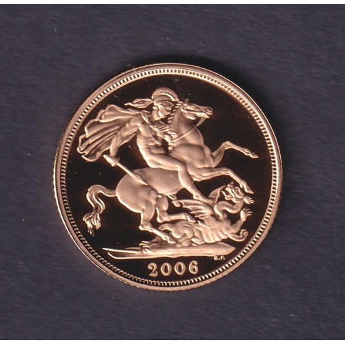 206 - UK 2006 gold full Proof Sovereign, boxed with CoA