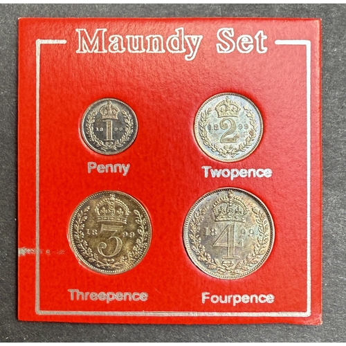 232 - UK QV 1899 complete x4 coin silver Maundy set, comprising 1d, 2d, 3d, 4d, in good condition