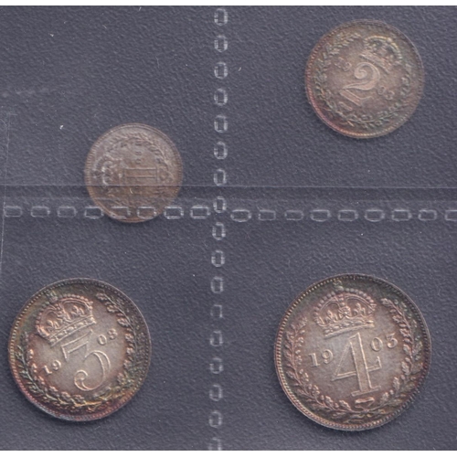 233 - UK EDVII 1903 complete x4 coin silver Maundy set, comprising 1d, 2d, 3d, 4d, in good condition