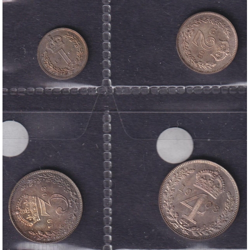 235 - UK EDVII 1908 complete x4 coin silver Maundy set, comprising 1d, 2d, 3d, 4d, in good condition