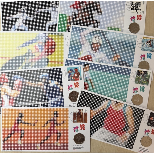 217 - UK 2012 Royal Mint 50p coin cover set of x30, in original box