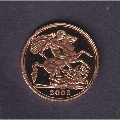 208 - UK 2008 gold Proof full Sovereign, boxed with CoA