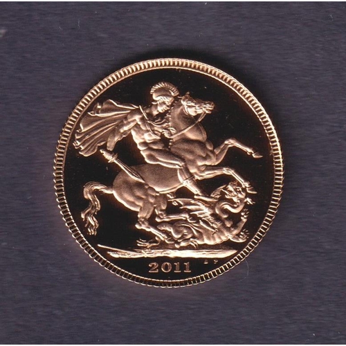 214 - UK 2011 gold Proof full Sovereign, boxed with CoA