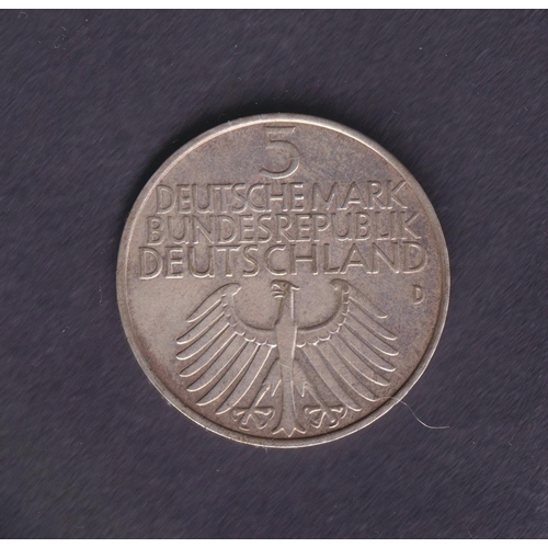 139 - Germany 1952 silver 5 Mark, scarce year, in good condition