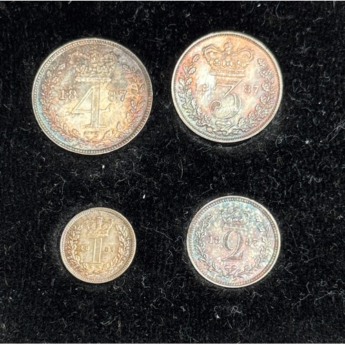 226 - UK QV 1887 complete x4 coin silver Maundy set, comprising 1d, 2d, 3d, 4d, in good condition