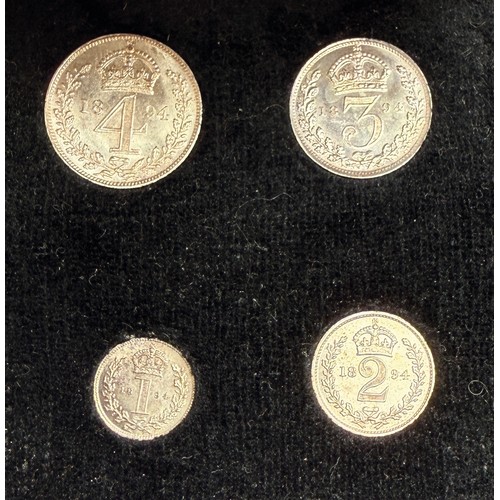 229 - UK QV 1894 complete x4 coin silver Maundy set, comprising 1d, 2d, 3d, 4d, in good condition