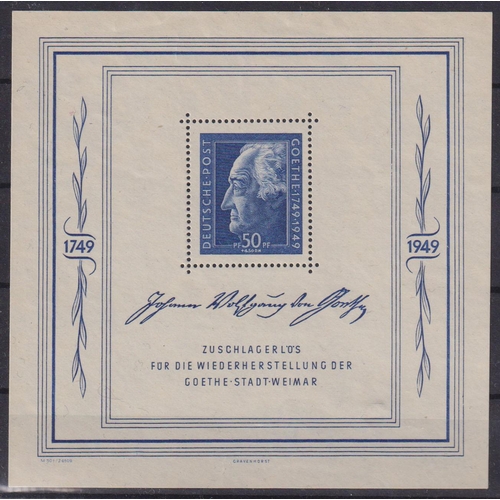 1190 - Allied Zone - 1949 Goethe mini sheet u/m, Cat £225, SG MSR59a