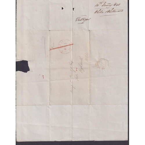 1206 - 1840 First day of Uniform Penny Postage entire to Highworth, Wilts, with fine ‘Paid Jan 10 1840’ cir... 