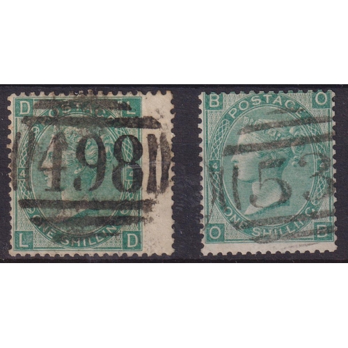 1259 - 1865 Emblems 1/- green pl 4 LD fine used on thick paper with neat ‘498’ cancel and another fine exam... 