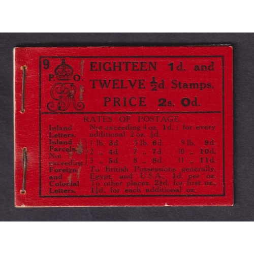 1299 - 1913 Downey head 2/- booklet edition 9 unexploded and mostly fine (small stains o cover), Cat £900, ... 