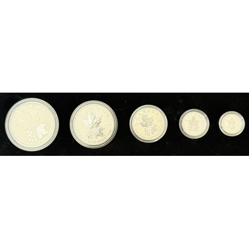 191 - 2022 Canada Silver Maple Leaf Fractional Five-Coin Set, comprising of $5, $4, $3, $2, $1 Fine Silver... 