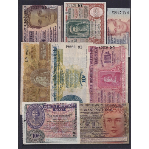 83 - A collection of x17 Irish Hospital Sweep Stake Tickets, used and unused including 10/- and £1 denomi... 