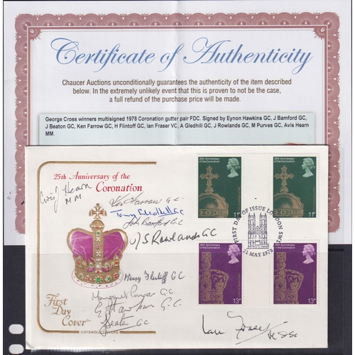 539 - 1978 multi signed (10) FDC by British Gallantry Medal recipients, including Eynon Hawkins GC, Ken Fa... 