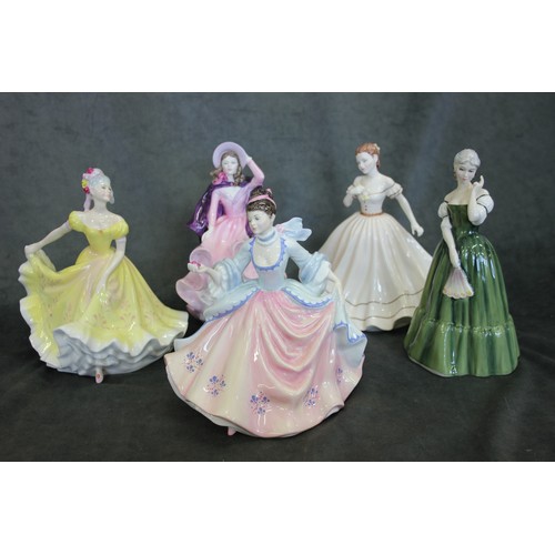 31 - A quantity of Royal Doulton and Coalport porcelain figures, including 