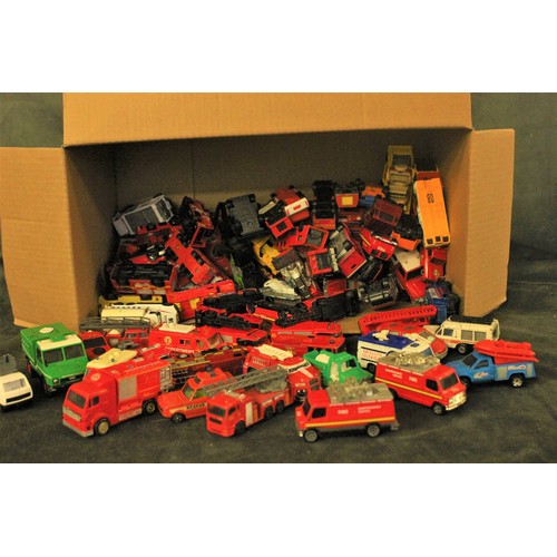 114 - A quantity of Realtoy, Matchbox, Whizz Wheels and other small diecast and plastic toy fire, rescue a... 