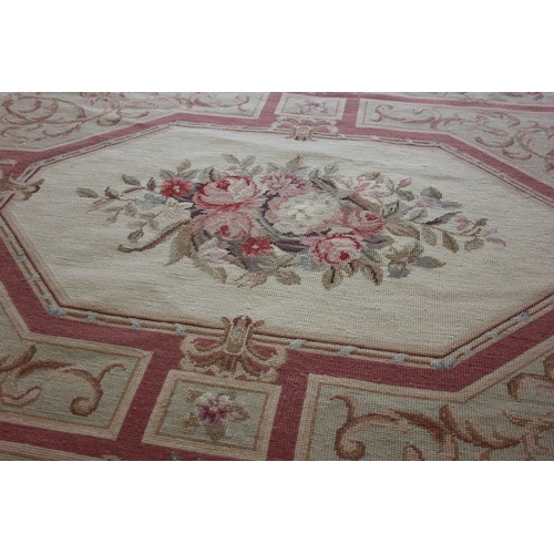 177 - A Belgian machine made tapestry decorated floral panels and foliate scroll fielded panels, 123cm x 1... 