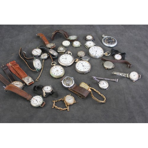 9 - A quantity of mixed gent's pocket watches, wristwatches, lady's fob watches, and other pieces, a.f.