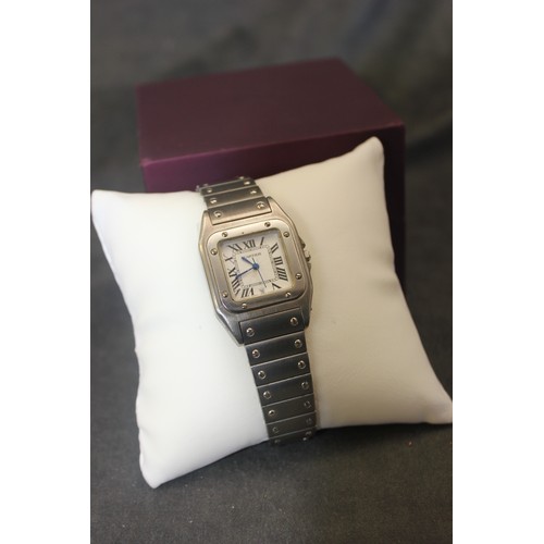 23 - A Cartier style gent's stainless-steel wristwatch, No. 17-050343, with quartz movement, strap a.f.