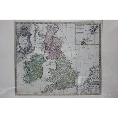 245 - Johann Christoph Homan - Map of Great Britain and Ireland after 1729 original, 50cm x 58cm.