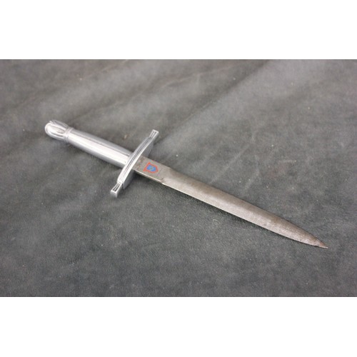 272 - A silver-plated paper knife, of dagger form, bearing the emblem of the Guards Armoured Division (act... 