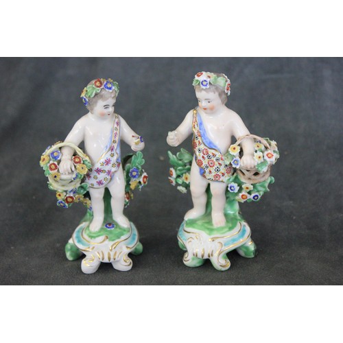 73 - A pair of Derby putti figures, representing spring, from 