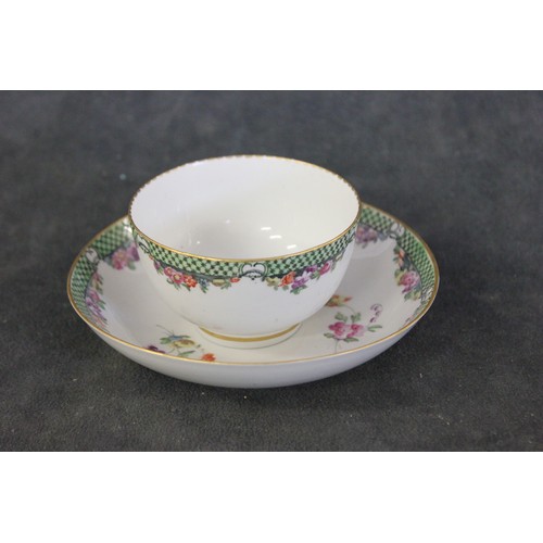 99 - A Derby tea bowl and saucer, c. 1775, ex Albert and Rose Lane collection, Bonhams lot 64, 02/12/1998... 