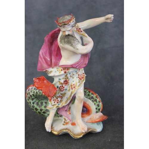 101 - A Derby figure of Neptune, c. 1765, patch marks to base, 16cm high, ex Jupiter Antiques, 09/01/1999,... 