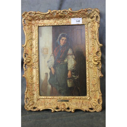 140 - Thomas Faed (1828-1900), portrait of milkmaid, oil on canvas, 25cm x 17cm, ex Phillips lot 52, 21/01... 