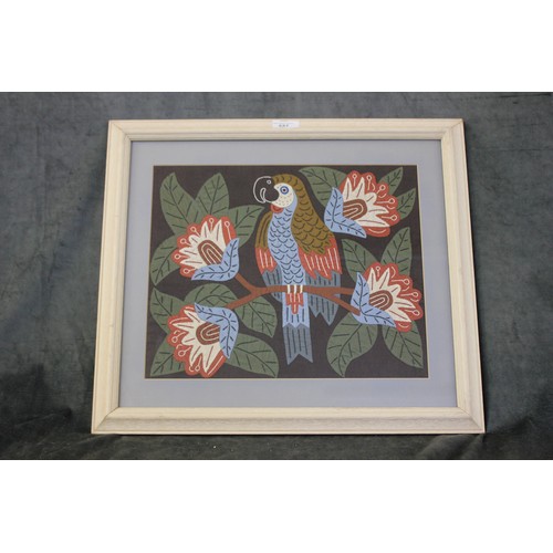 Sheila Cook of Maidstone (1933-2021)- Parrot within foliage, applique ...