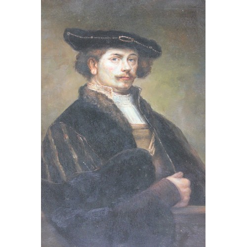 333 - Dutch school - half length portrait of gentleman in period costume, oil on wood panel, 39cm x 29cm.