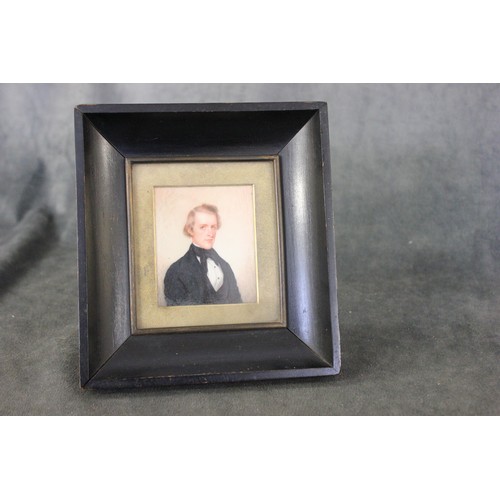 119 - Attributed to Esther Lawton Coffin - miniature portrait of Caleb Coffin, husband of Elizabeth, 8cm x... 