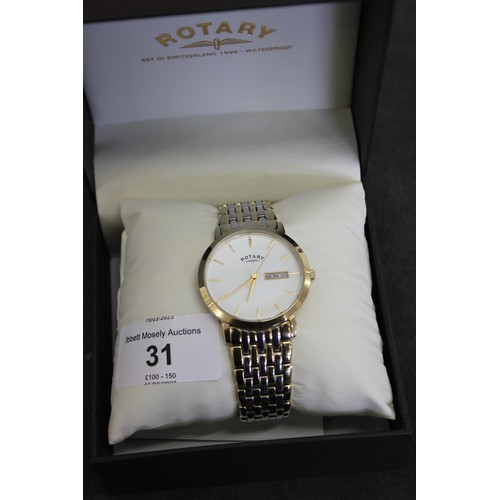 234 - A gent's Rotary Windsor wristwatch, in two colour gold-plated and stainless-steel case, white dial w... 