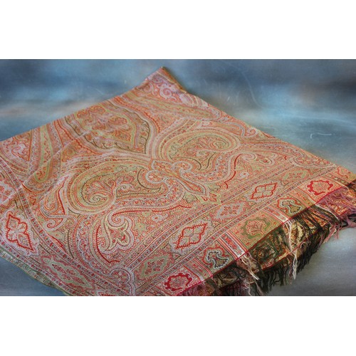 188 - A Kashmiri shawl, of fine texture, with foliate scroll and paisley style pattern, approx. 151cm x 28... 