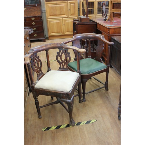 241 - An 18th century elm corner elbow chair, on x stretchered base, and a later mahogany chair (2).