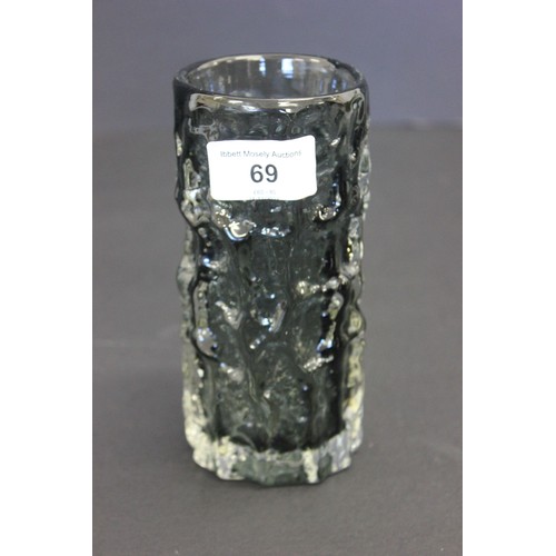 57 - A Whitefriars glass bark pattern vase, 15cm high.