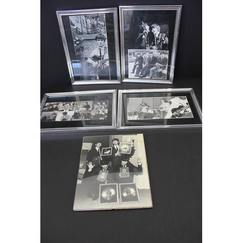 63 - Six black and white photographs of The Beatles & Brian Epstein in five frames (5)