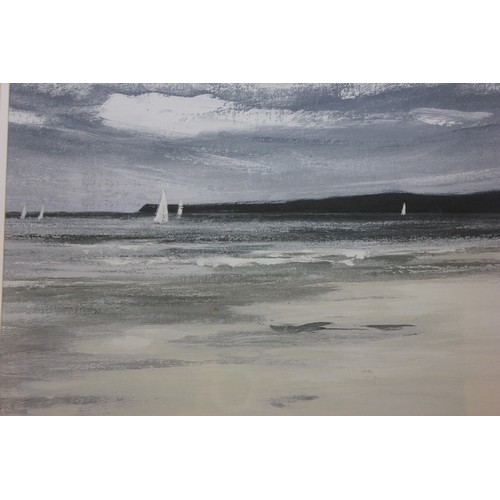 11 - After Sabrina Roscino (b.1980) coastal scene, with yachts, print on textured board, 58.5cm x 58.5cm