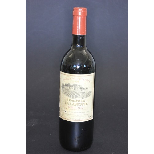 53 - A bottle of Domaine de la Cassotte Bordeaux red wine, liquid level high shoulder.