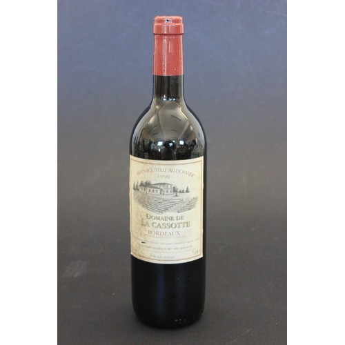 53 - A bottle of Domaine de la Cassotte Bordeaux red wine, liquid level high shoulder.