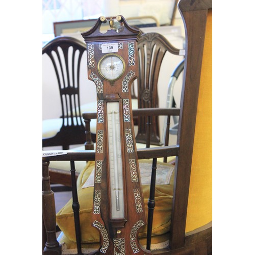 139 - A 19th century mother-of-pearl inlaid rosewood wheel barometer by 