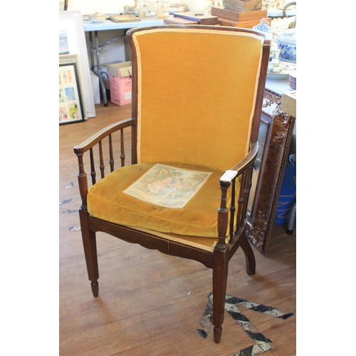 311 - An early 20th century beech tub form hall elbow chair.