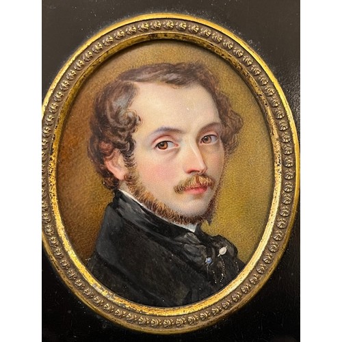 105 - After Guglielmo Faija (1803-1873) - oval miniature portrait on ivory, possibly of Prince Albert, ins... 