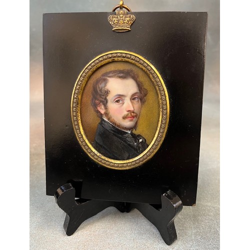 105 - After Guglielmo Faija (1803-1873) - oval miniature portrait on ivory, possibly of Prince Albert, ins... 